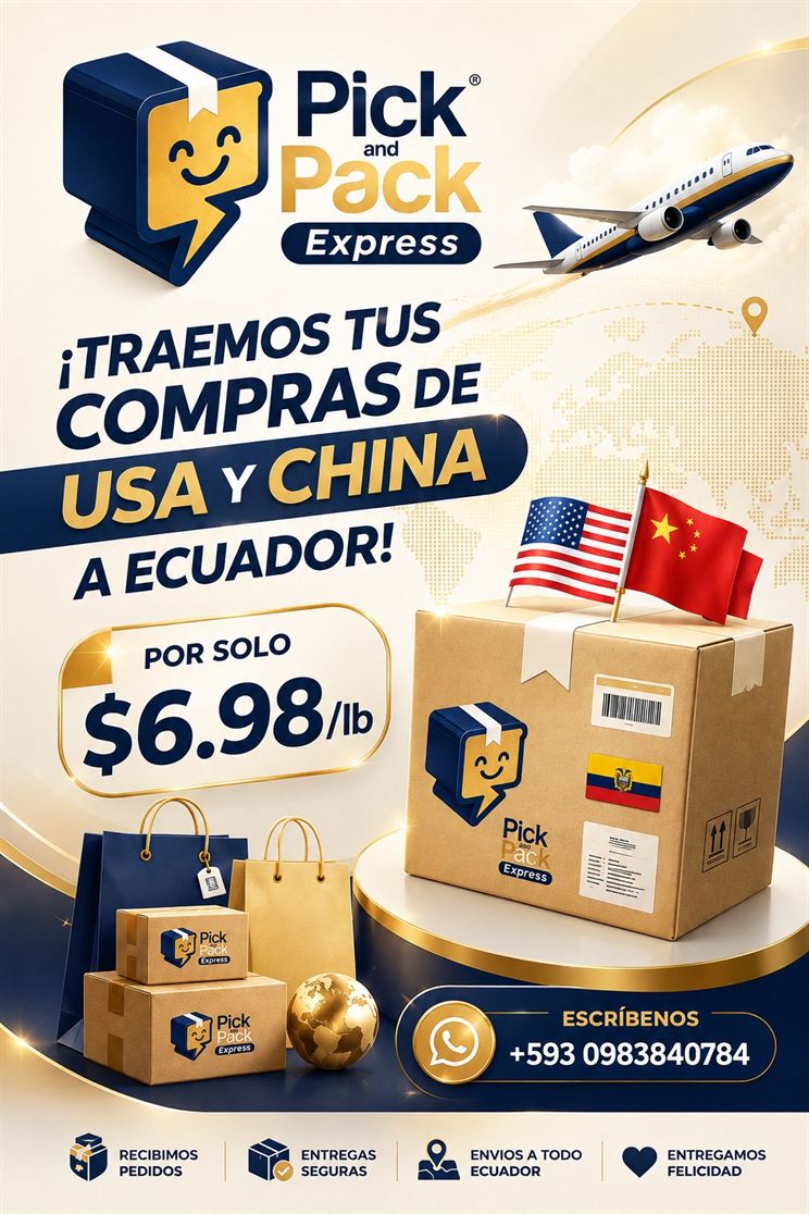 Traemos tus compras de USA y China a Ecuador por solo $6,98 la libra.